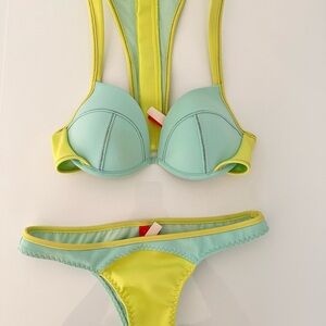 Victoria's Secret Green and Yellow Bikini Swimwear
